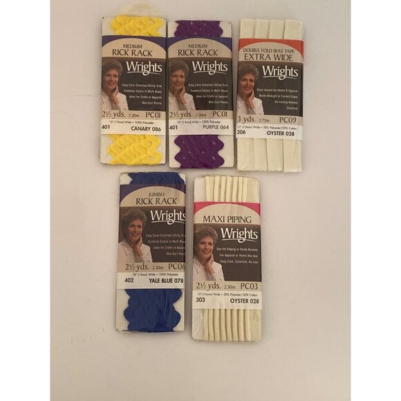 Sewing Supplies Buttons Ribbons Rick Rack Bias Tape Assorted Embellishment VTG - Picture 2 of 14